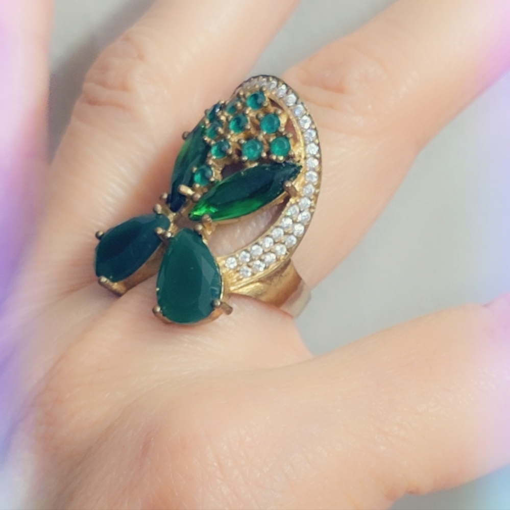 18k Gold/Sterling Turkish Gemstone Ring SIZE 8